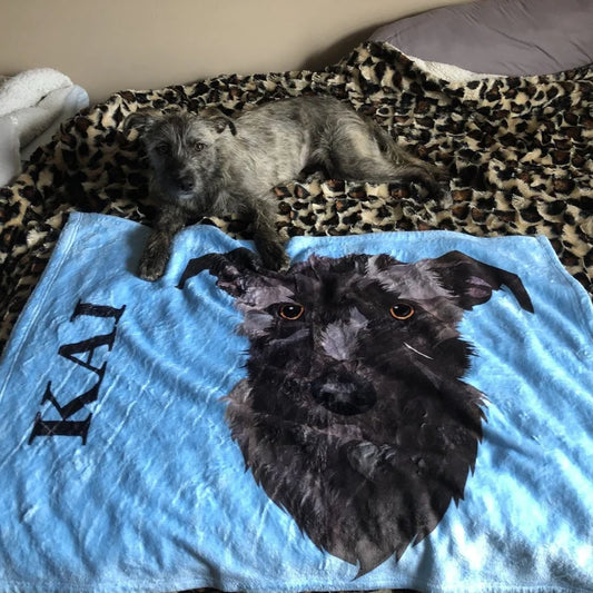 Custom Pet Print Fleece Blanket with Text